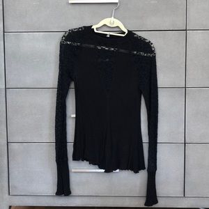 Free People long sleeve black lacy shirt, small
